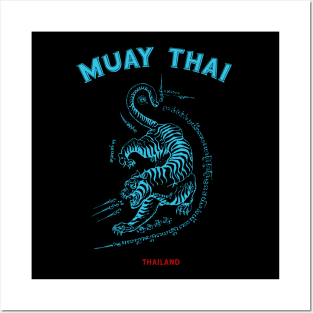 Muay Thai Tiger Sak Yant Tattoo Kickboxing Thailand Posters and Art